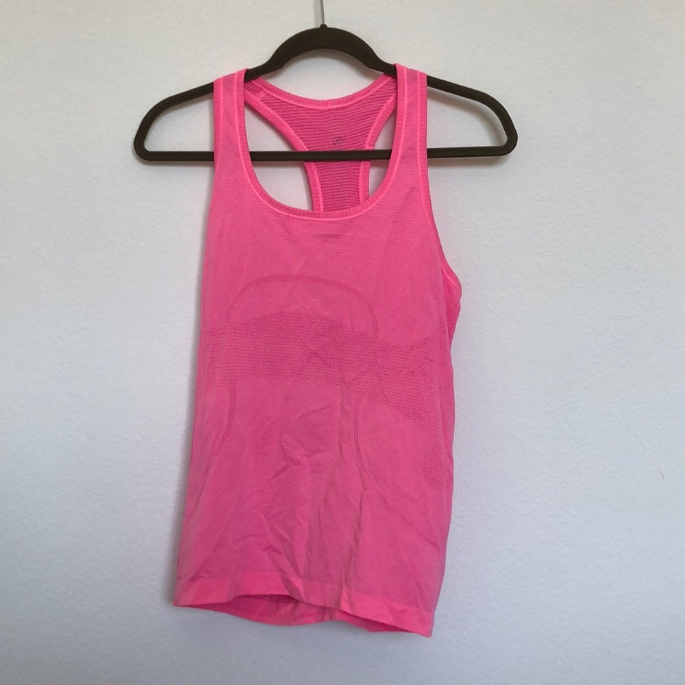 Bright pink running tank